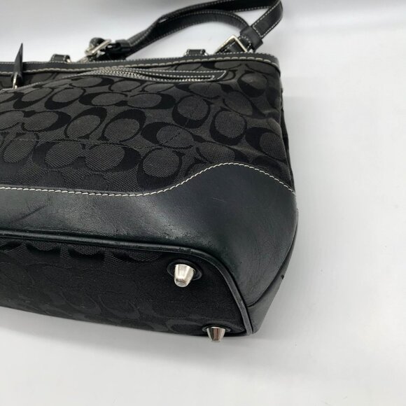 Coach Black Monogram Canvas Hampton Satchel Bag 6830 - Picture 6 of 11